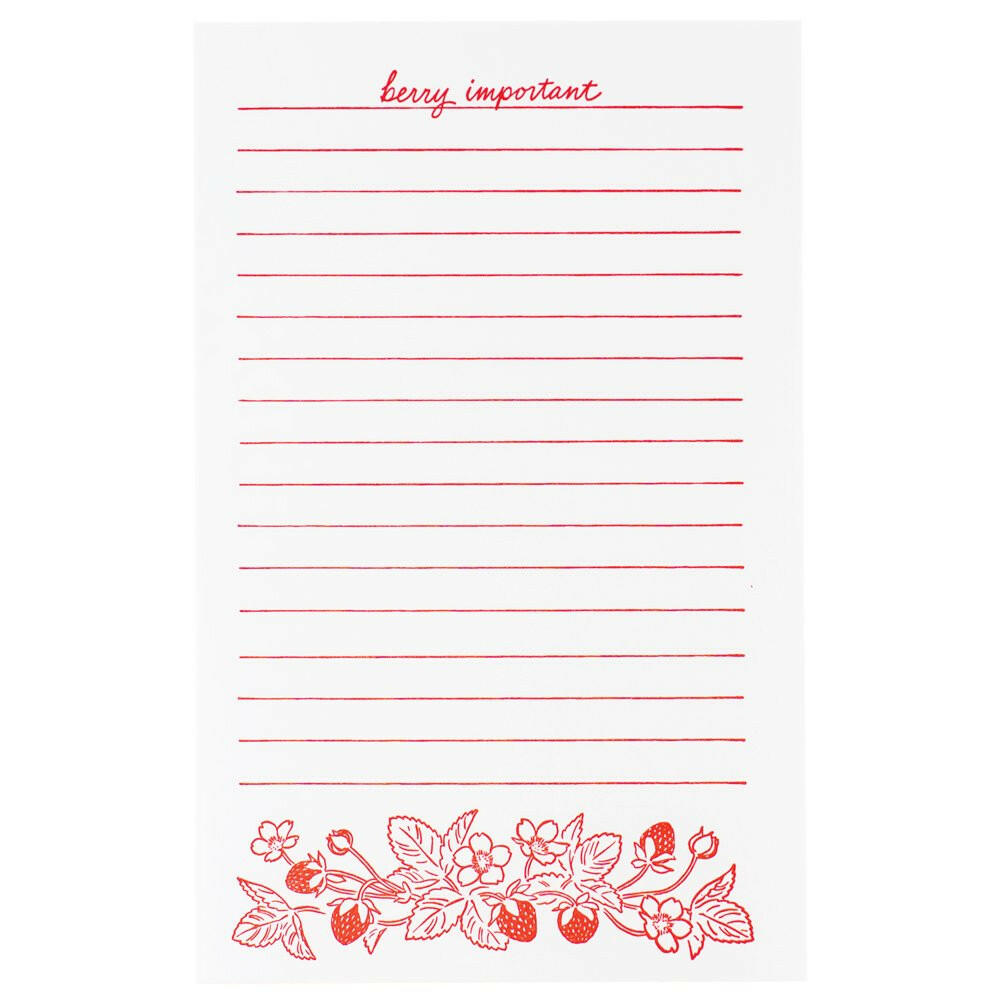 Letterpress Strawberry Notepad.