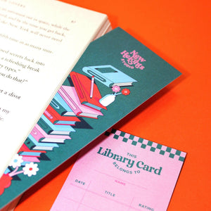 Library Card-Styled Book Reading Tracker Bookmark.