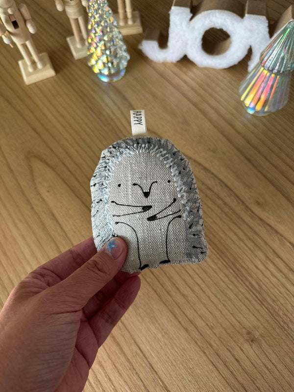 Limited Edition Handmade Linen Hedgehog Ornament.