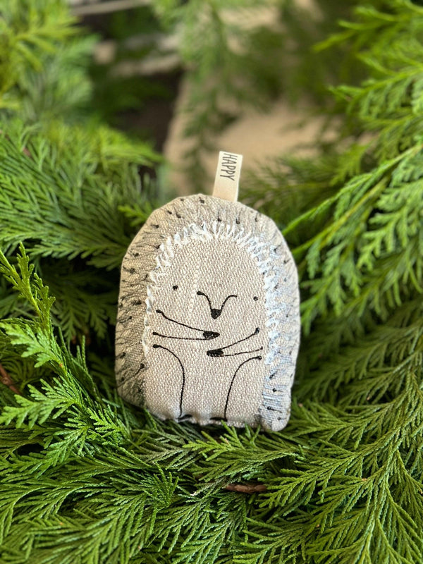 Limited Edition Handmade Linen Hedgehog Ornament.