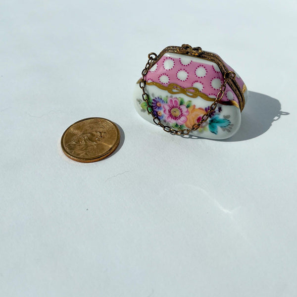 Limoges Inspired Tiny Porcelain Purse - Ruby's Old & New