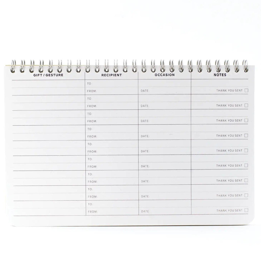 Gift & Thanks Log Book | 15 Double-Sided Pages for Recording Gratitude | Letterpress Printed | 5.75" x 9" | Made in Massachusetts.