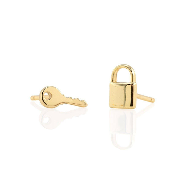 Lock & Key Mismatched Stud Earrings.