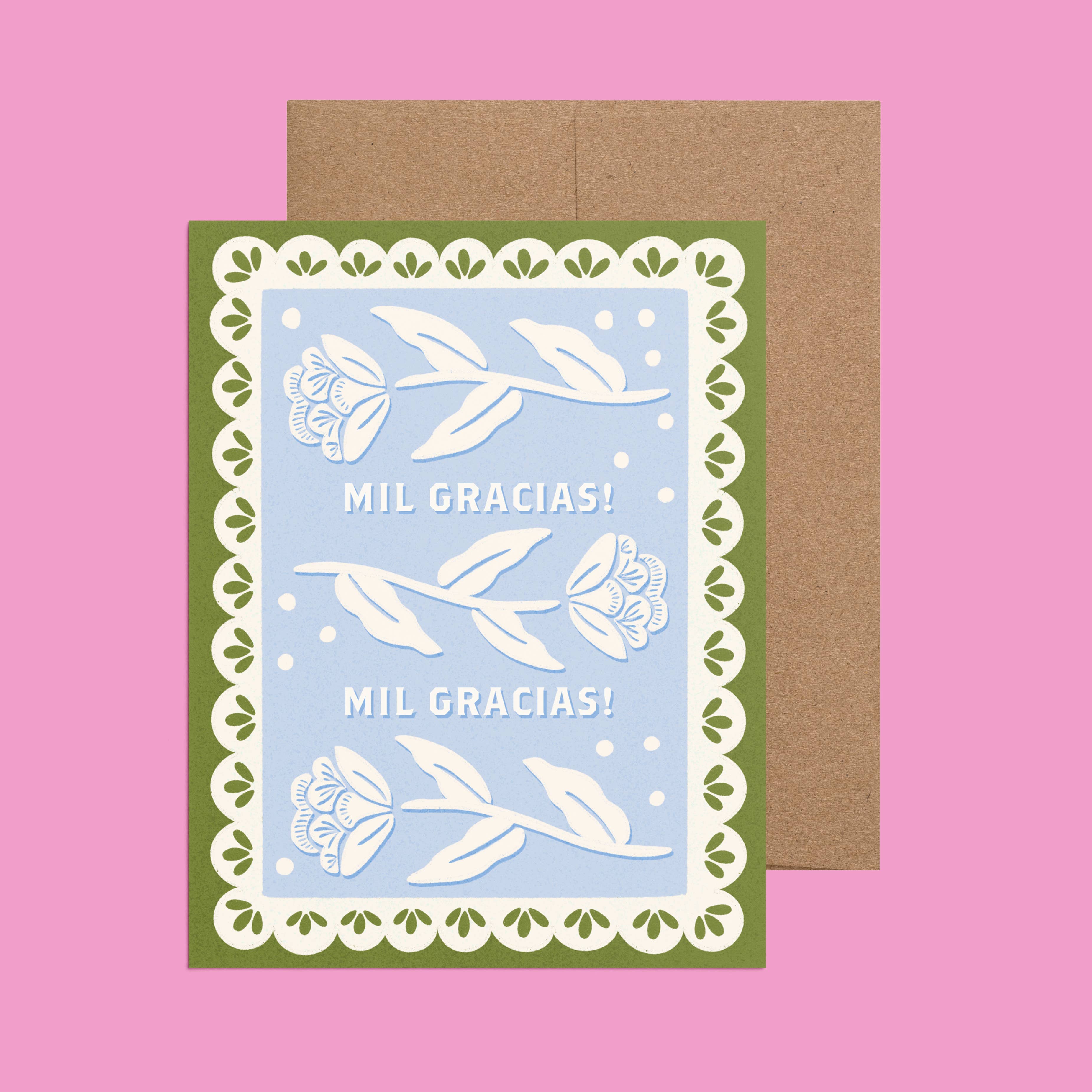 Mil Gracias - Papel Picado Thank You Card by Ana Peake
