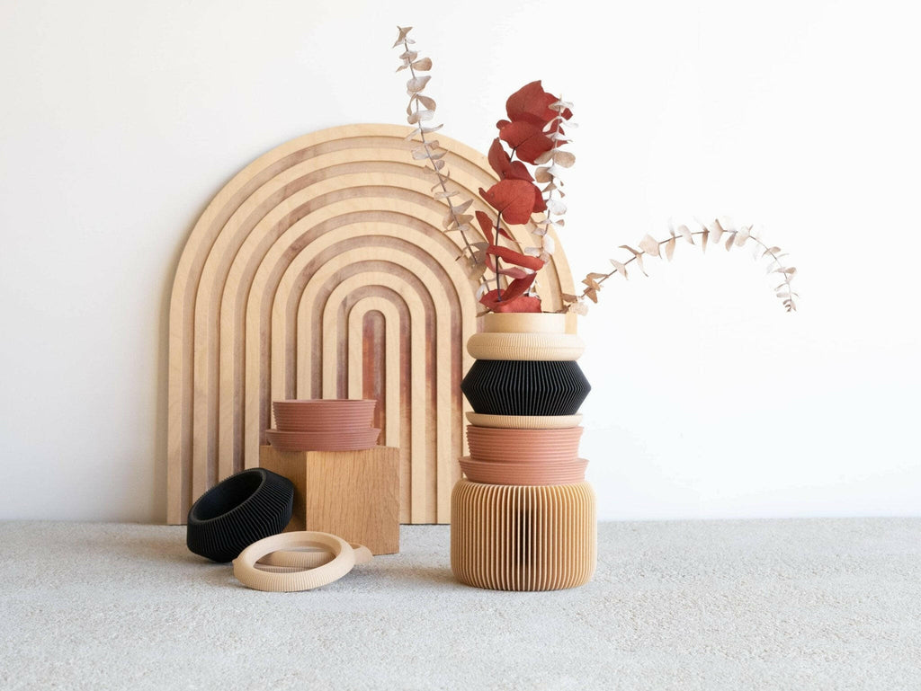 Modular Vase Set Made from Renewable Materials.