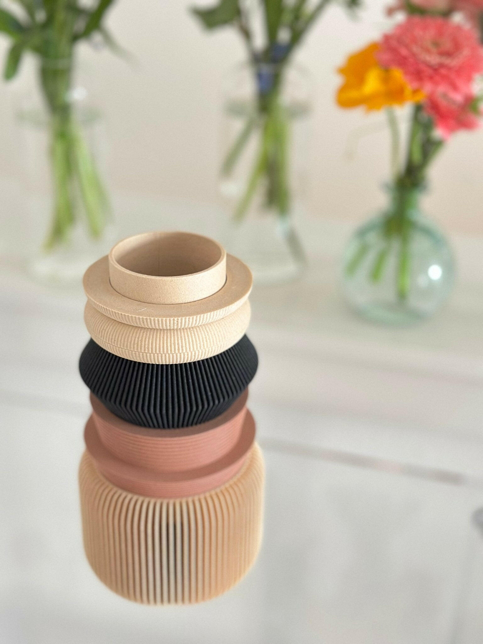 Modular Vase Set Made from Renewable Materials.