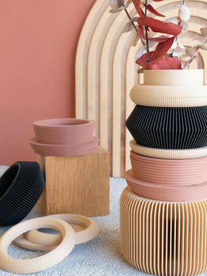 Modular Vase Set Made from Renewable Materials.