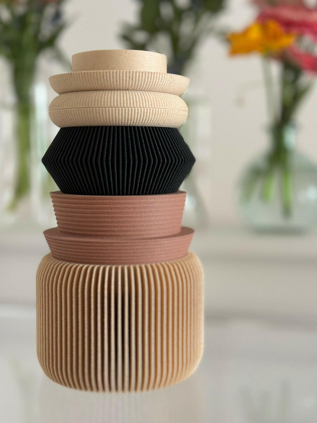 Modular Vase Set Made from Renewable Materials.