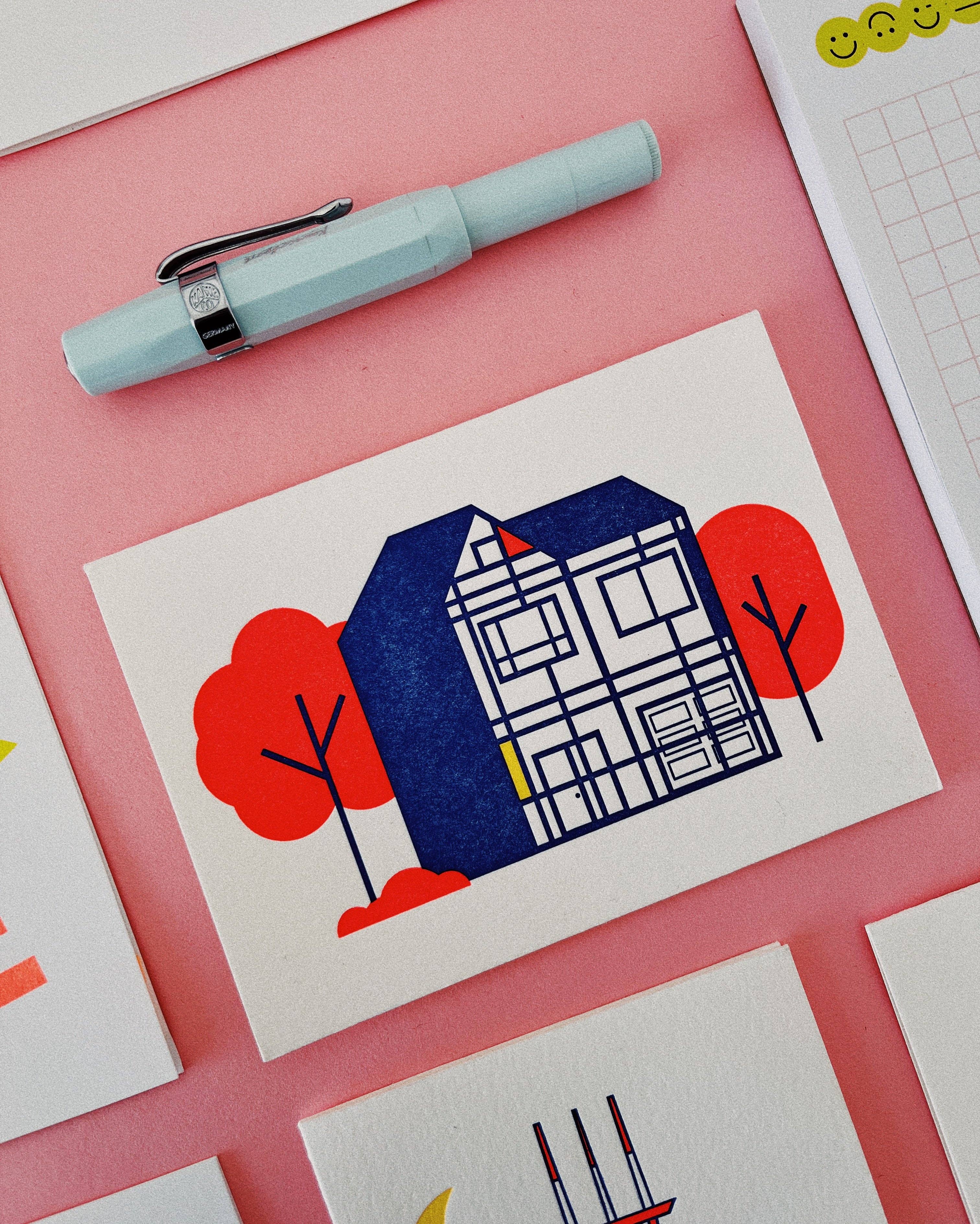 Mondrian House Greeting Card by Studio Claudia