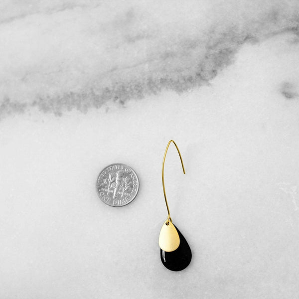 Oh, So Fitting! "Le Délice" Pink Drop Earrings | Matte Gold Teardrop Dangle.