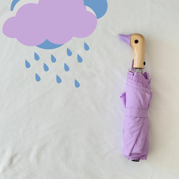 Original Duckhead Sustainable Umbrella, Lavender, Made from Recycled Plastic Bottles with Carved Duckhead Hand