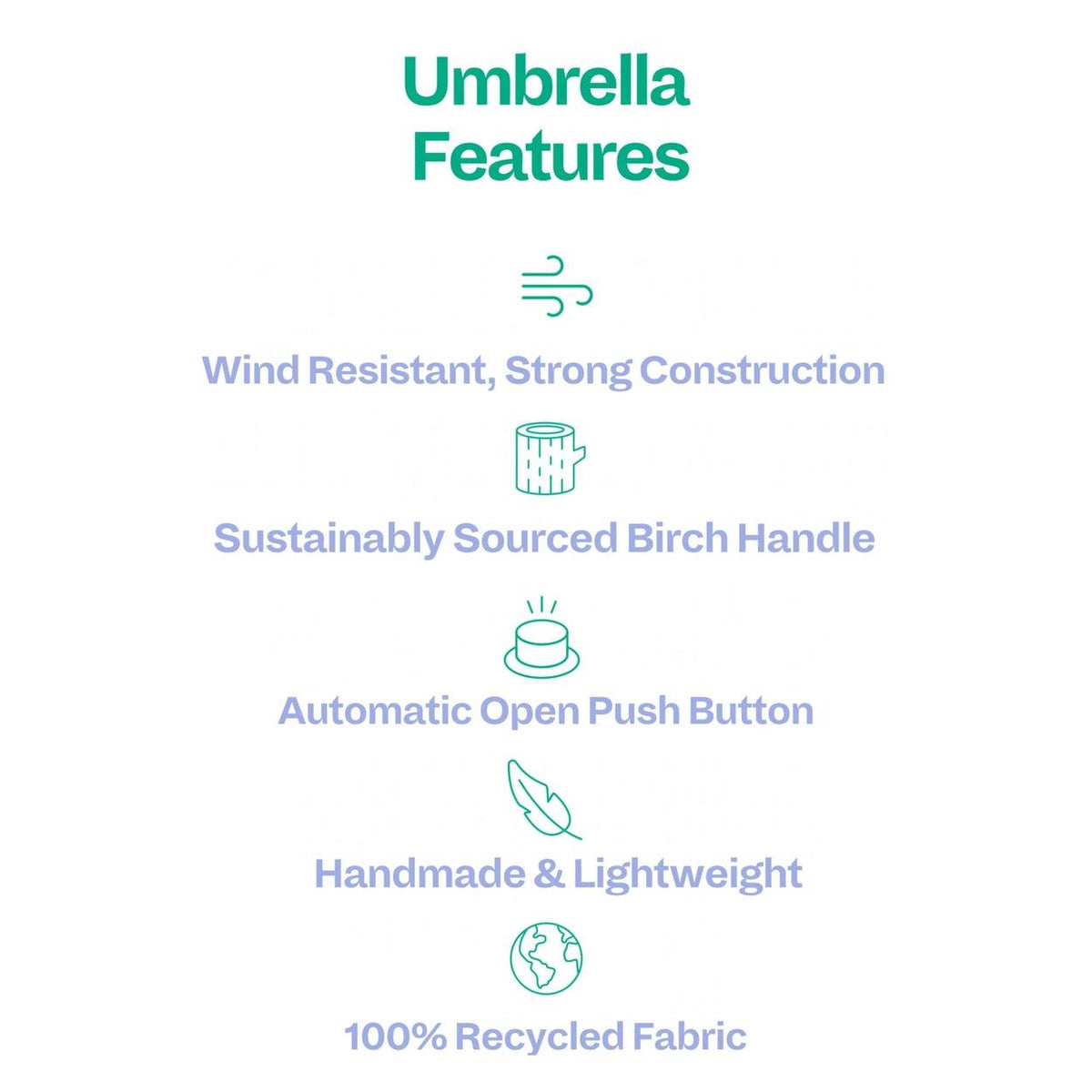 Original Duckhead Sustainable Umbrella, Lavender, Made from Recycled Plastic Bottles with Carved Duckhead Hand.