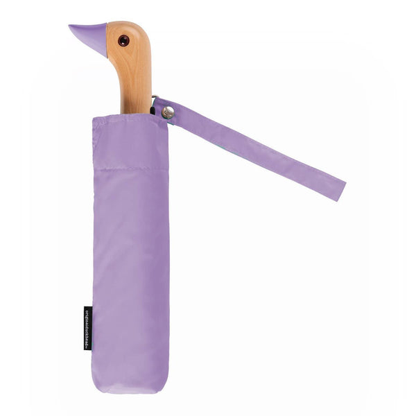 Original Duckhead Sustainable Umbrella, Lavender, Made from Recycled Plastic Bottles with Carved Duckhead Hand.