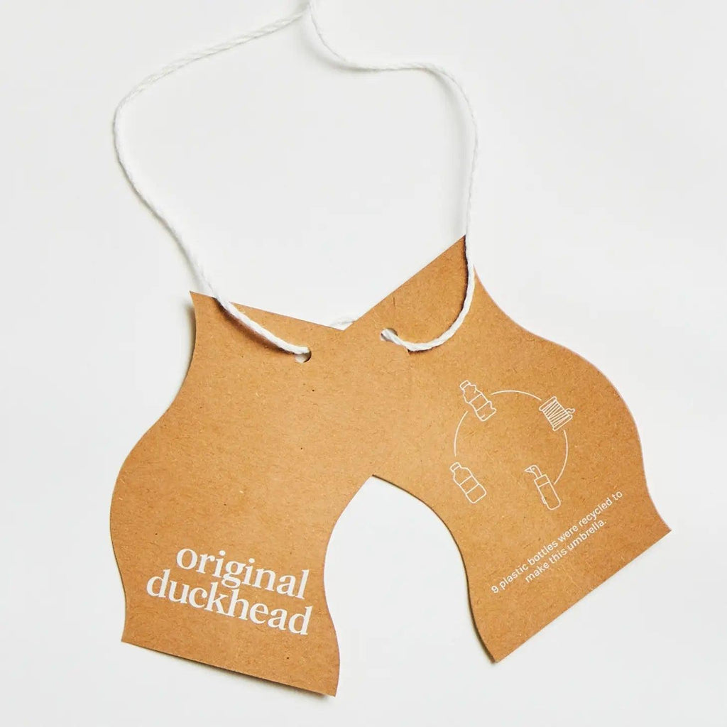 Original Duckhead Sustainable Umbrella, Red & Purple Swirl, Made from Recycled Plastic Bottles with Carved Duckhead Hand.