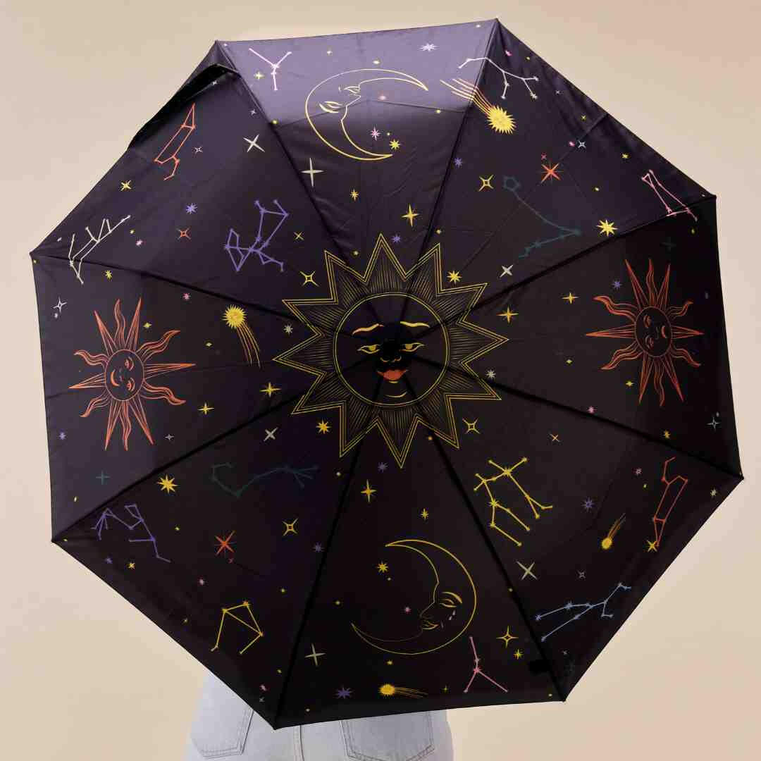 Original Duckhead Sustainable Umbrella, Zodiac Inspired, Made from Recycled Plastic Bottles with Carved Duckhead Hand.
