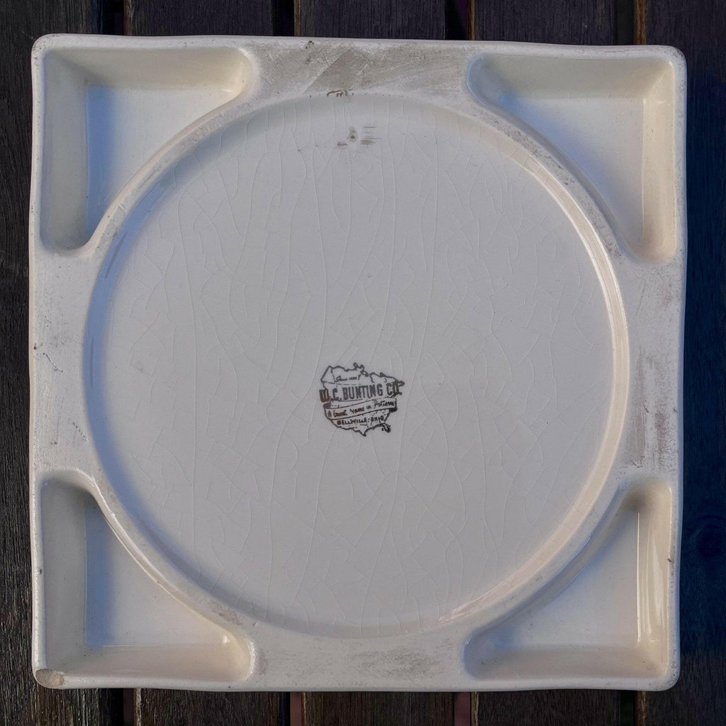 Oversized 1950s Ashtray, Ivory with Gold Trim.