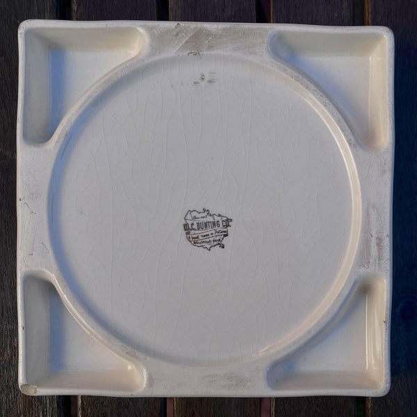 Oversized 1950s Ashtray, Ivory with Gold Trim.