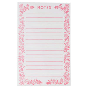 Peony Bloom: Pink Letterpress Notepad.