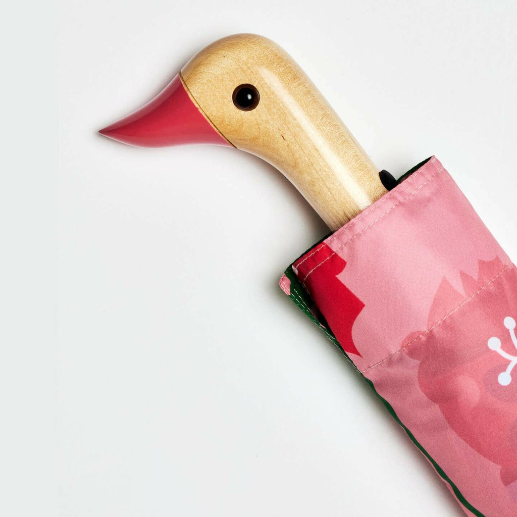 Pink Flower Vases Compact Duck Umbrella by Original Duckhead.