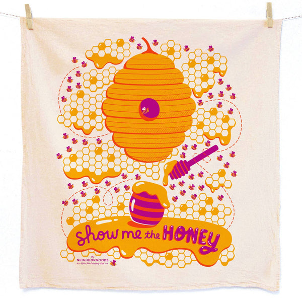 Pollinator Kitchen Towels (Honey, Poppies, Sunflower), Set of Three.