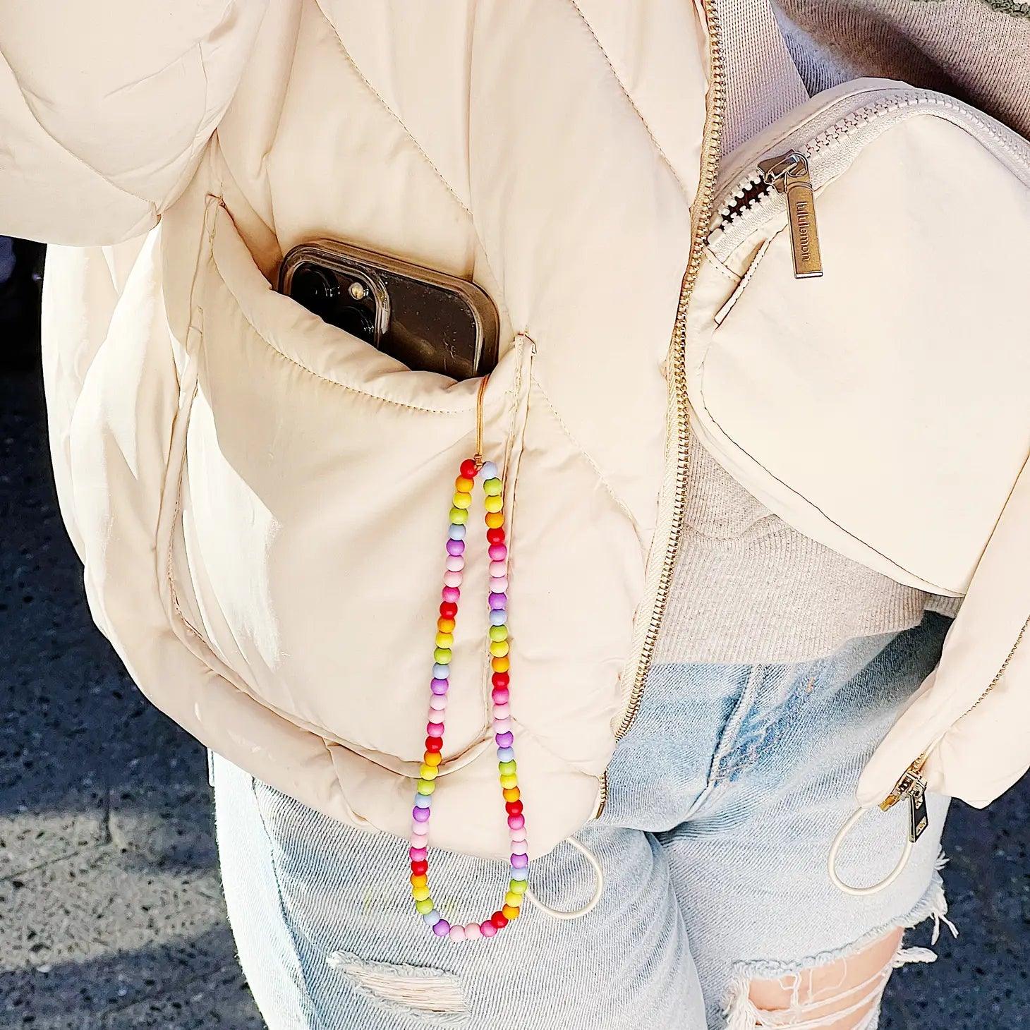 Rainbow Bead Phone Strap.