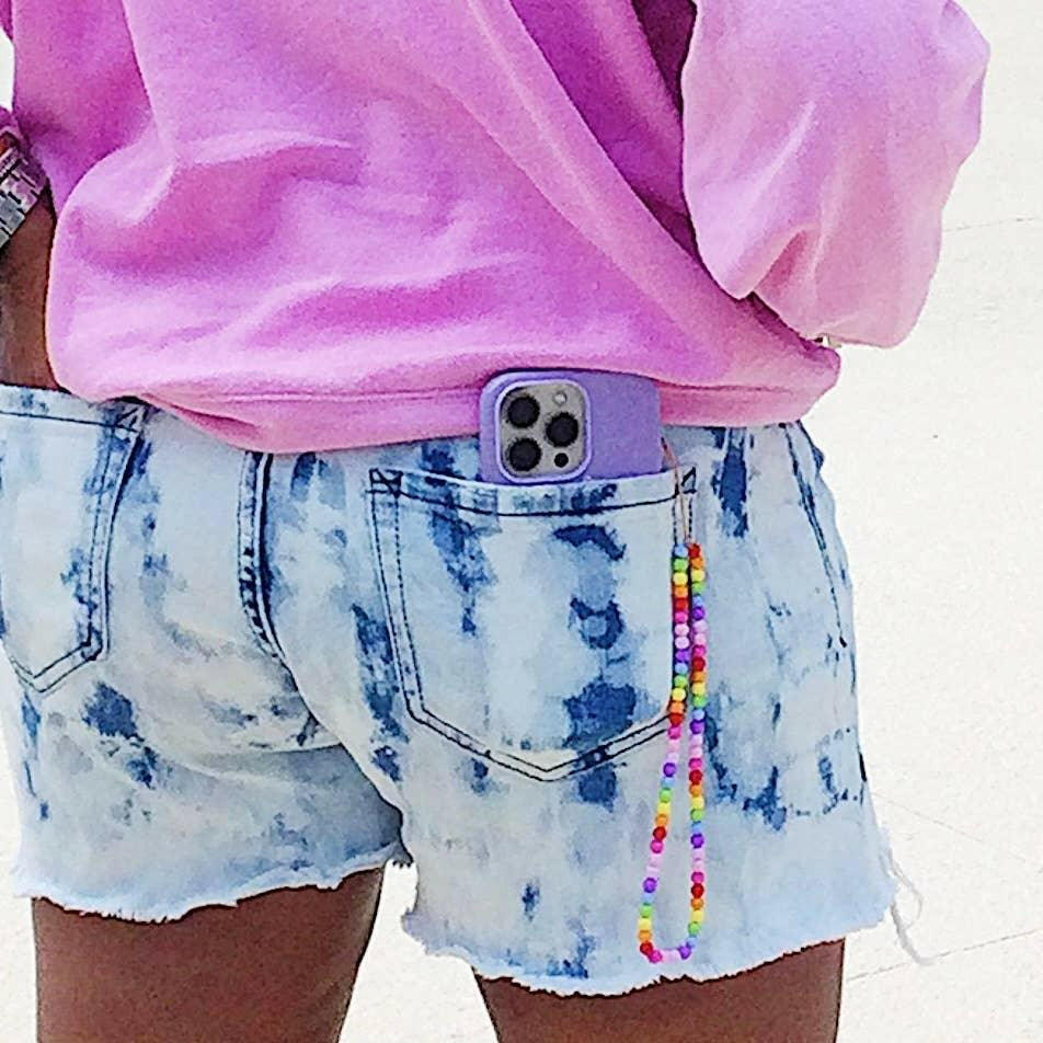 Rainbow Bead Phone Strap.
