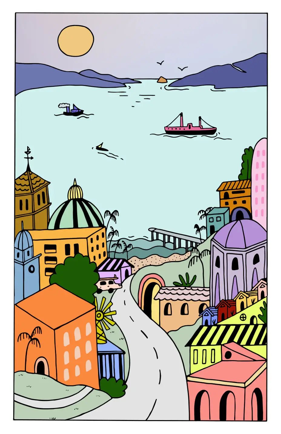 San Francisco Bay Overlook Illustration (8" x 10").