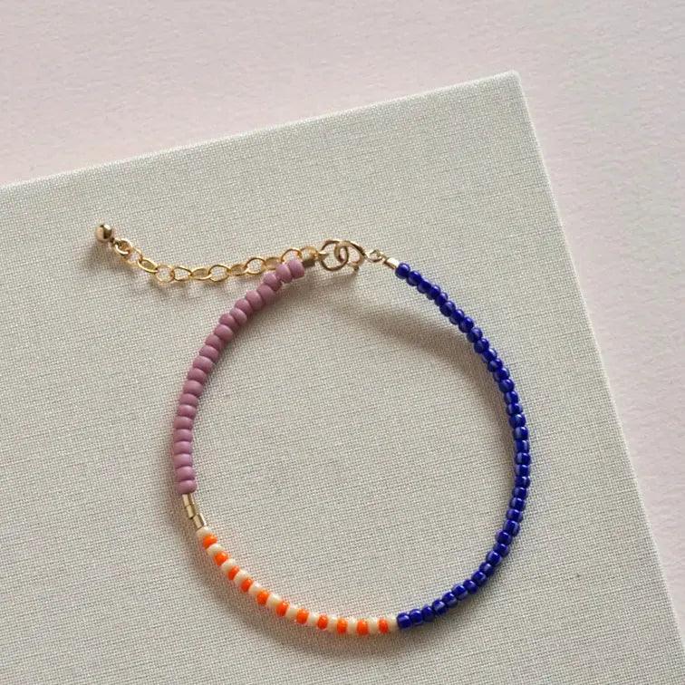 Blue, Orange, & Purple Glass Bead Bracelet: Handcrafted and Sustainably Made in Germany.