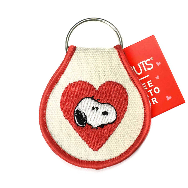 Snoopy Embroidered Red Heart Patch Keychain | Double-Sided | Official Peanuts® Product