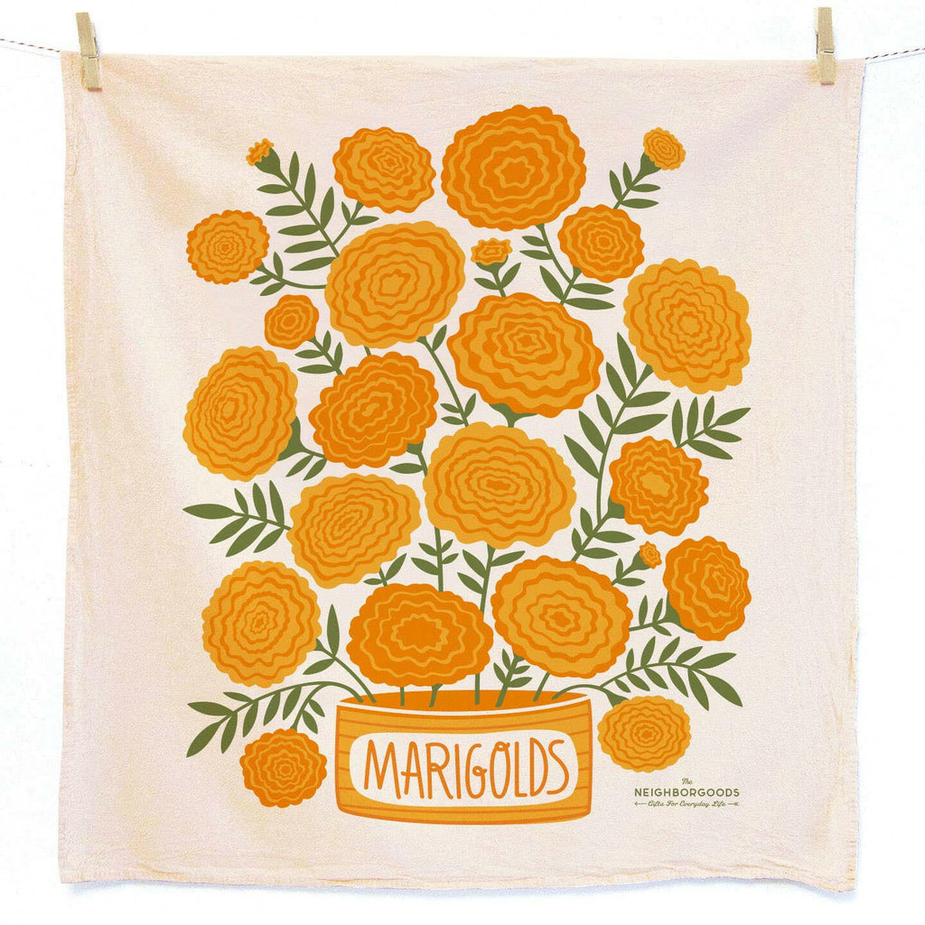 Strawberry & Marigold Dish Towels, Set of 2.
