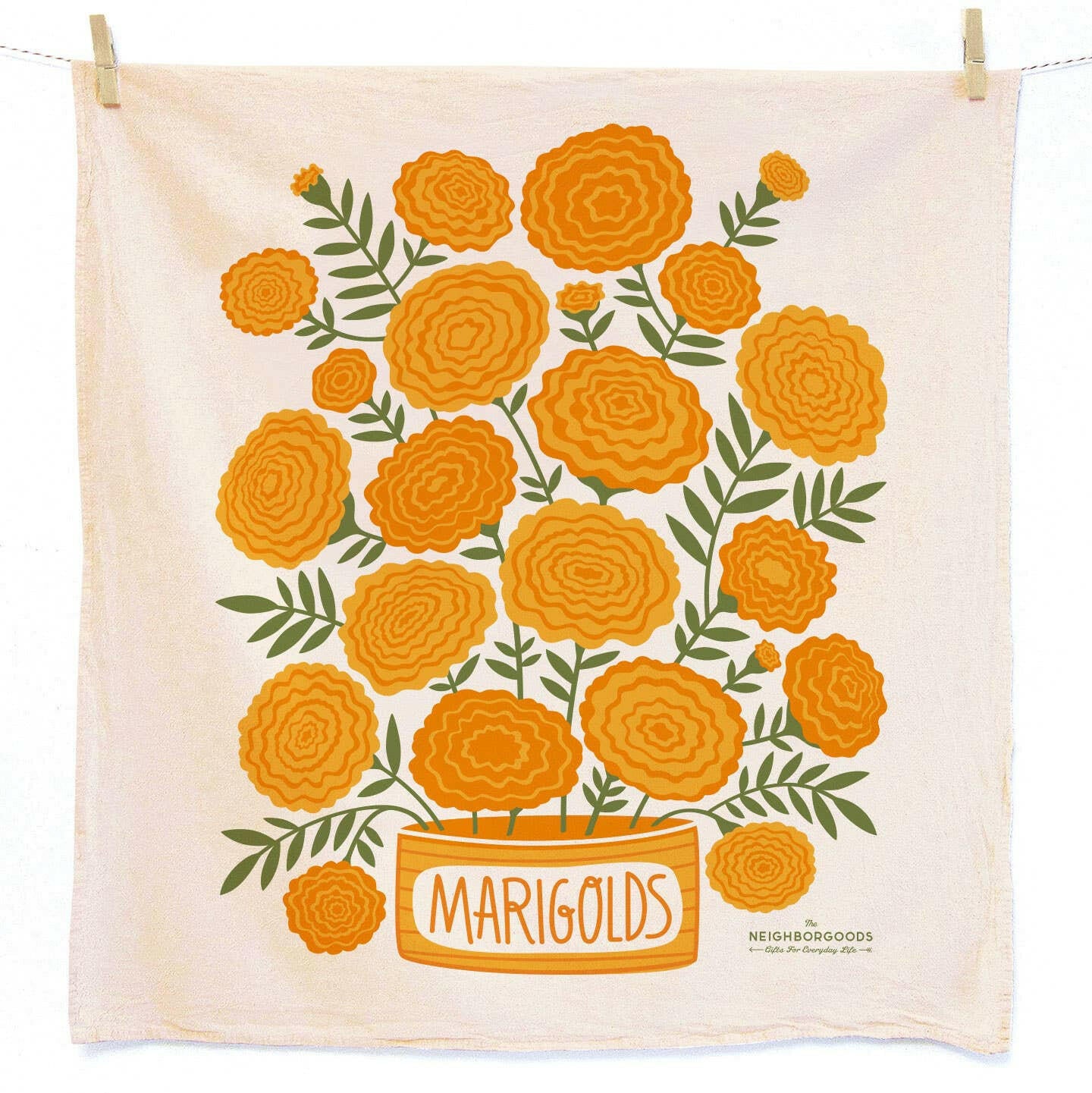 Strawberry & Marigold Dish Towels, Set of 2.