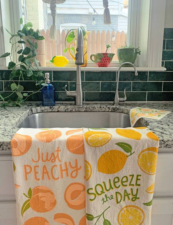 The Neighborgoods Peach Tart Tea Towel Set of 2 (Peach, Lemon) - Ruby's Old & New