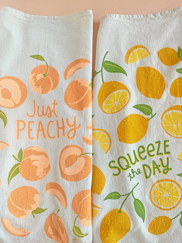 The Neighborgoods Peach Tart Tea Towel Set of 2 (Peach, Lemon) - Ruby's Old & New