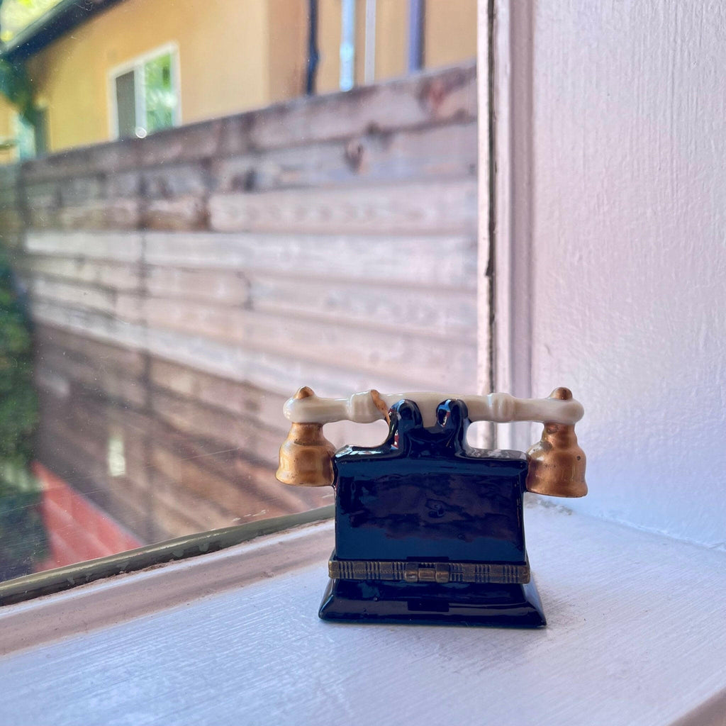 Vintage Rotary Phone Porcelain Trinket Box.