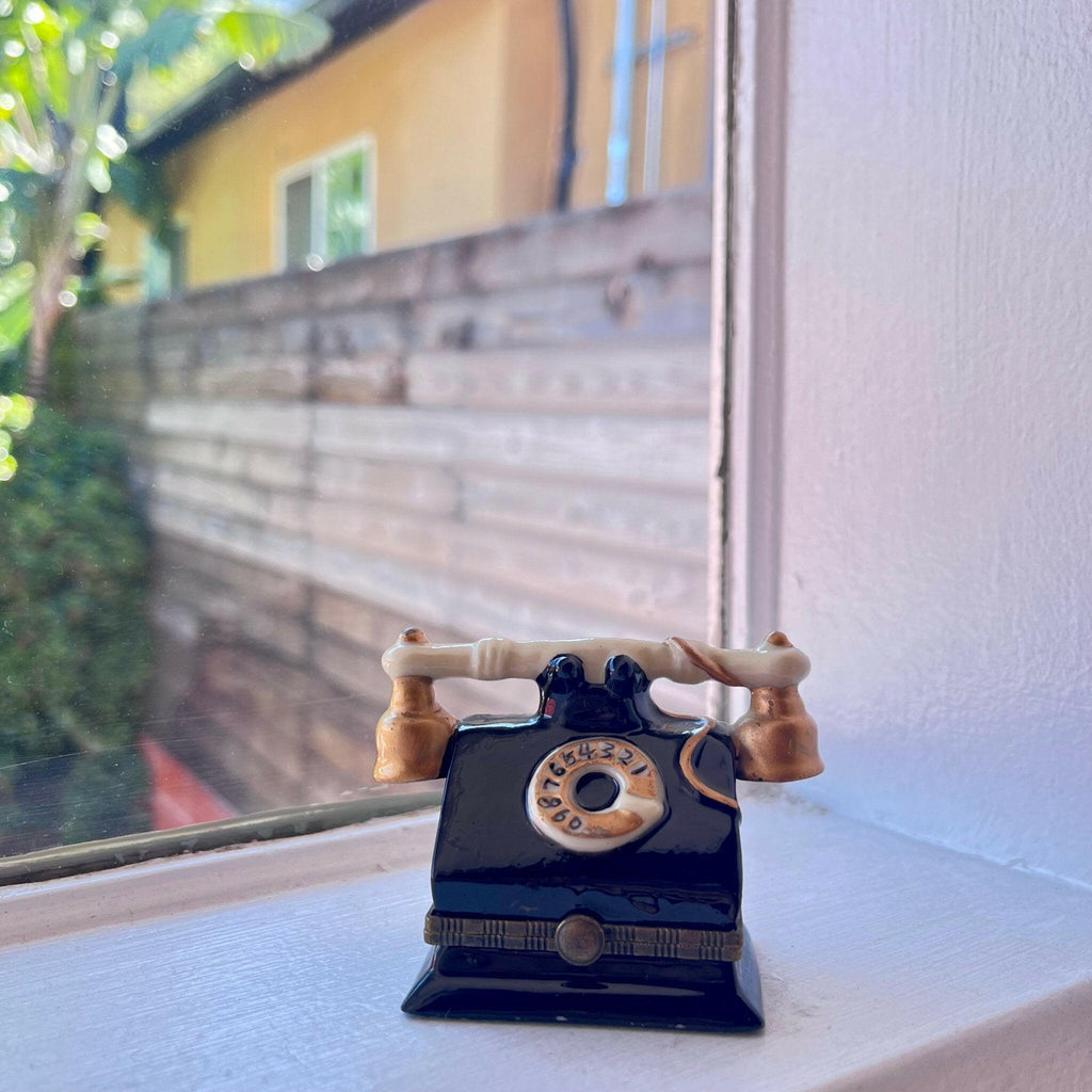 Vintage Rotary Phone Porcelain Trinket Box.
