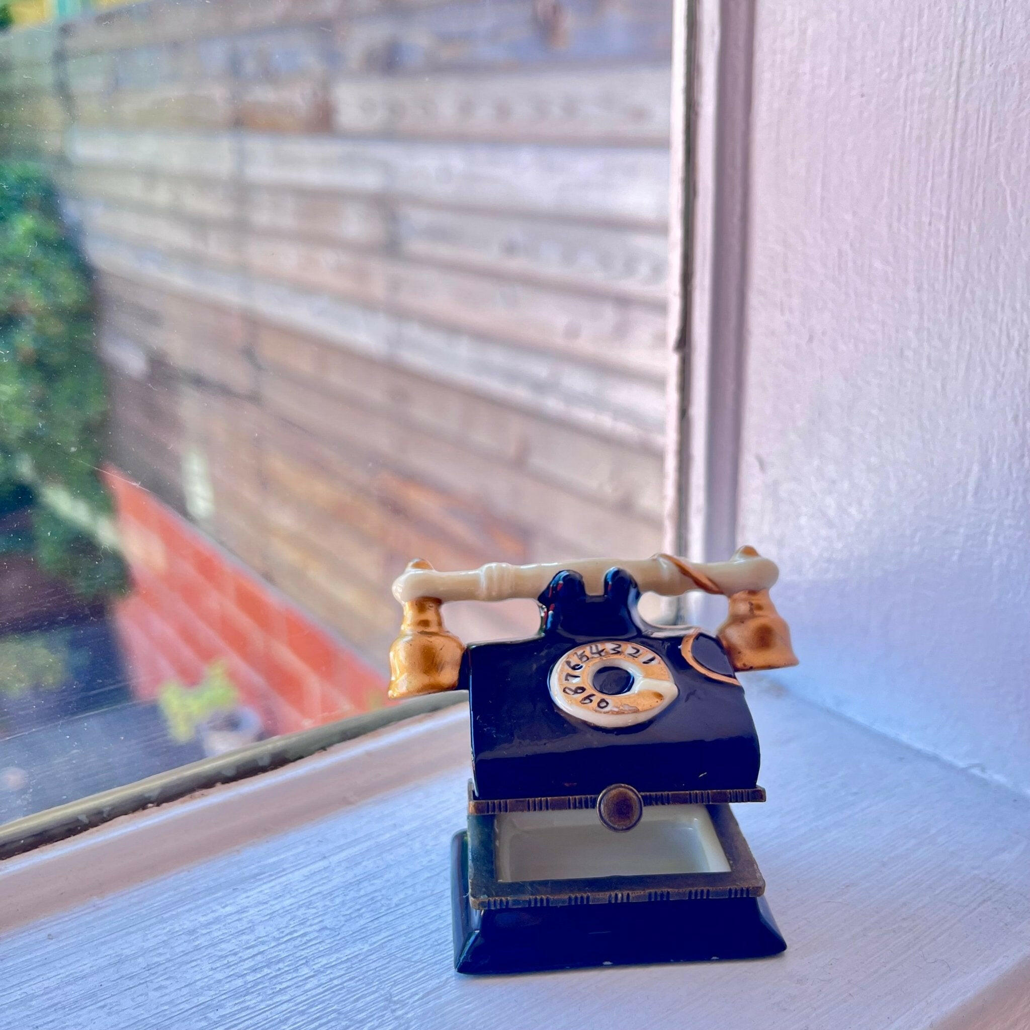 Vintage Rotary Phone Porcelain Trinket Box.