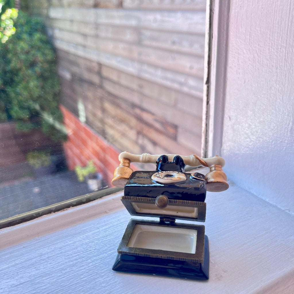 Vintage Rotary Phone Porcelain Trinket Box.