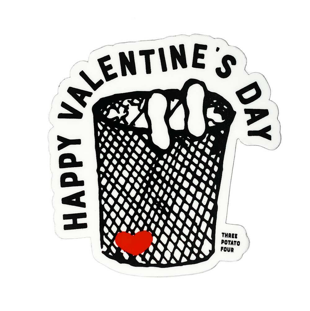 Valentine's Day in the Garbage Can Sticker.