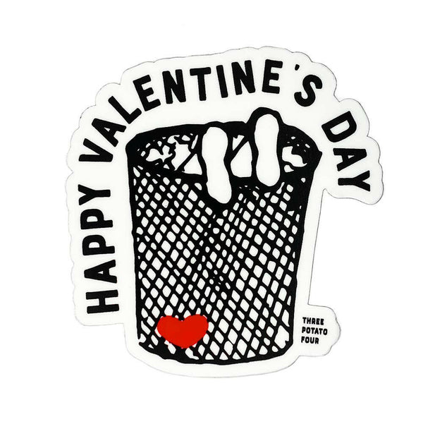 Valentine's Day in the Garbage Can Sticker.