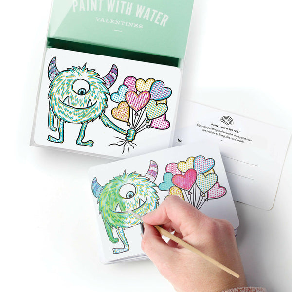 Paint With Water Monster Valentines.